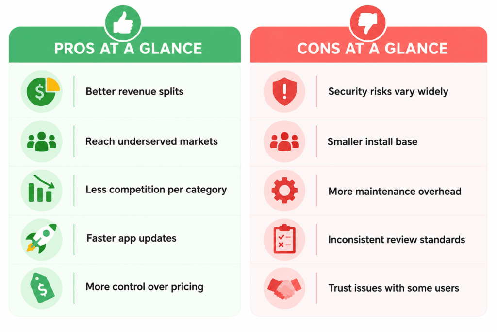 pros & cons of app store alternative