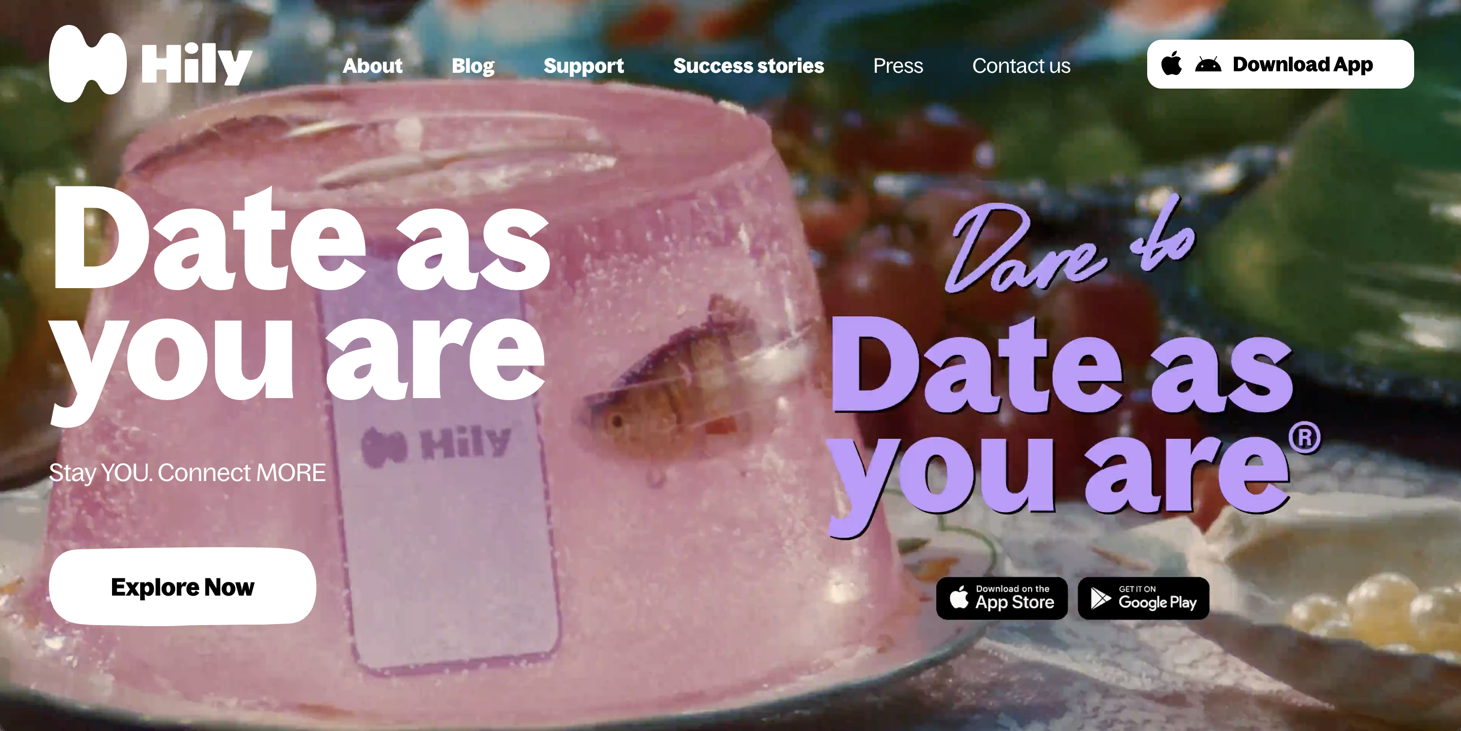 Hily dating app homepage — Date as you are