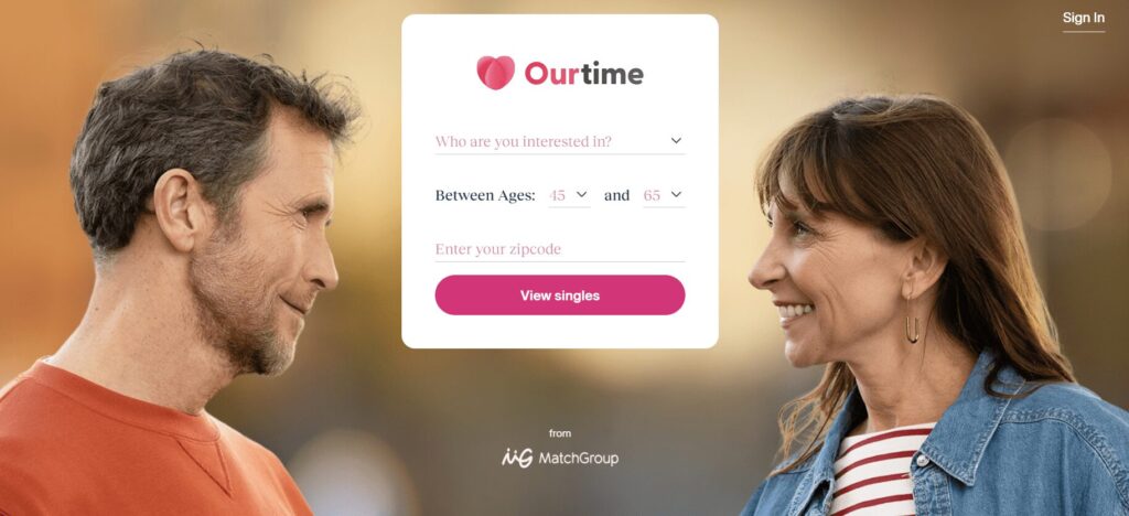 Our Time dating app home screen