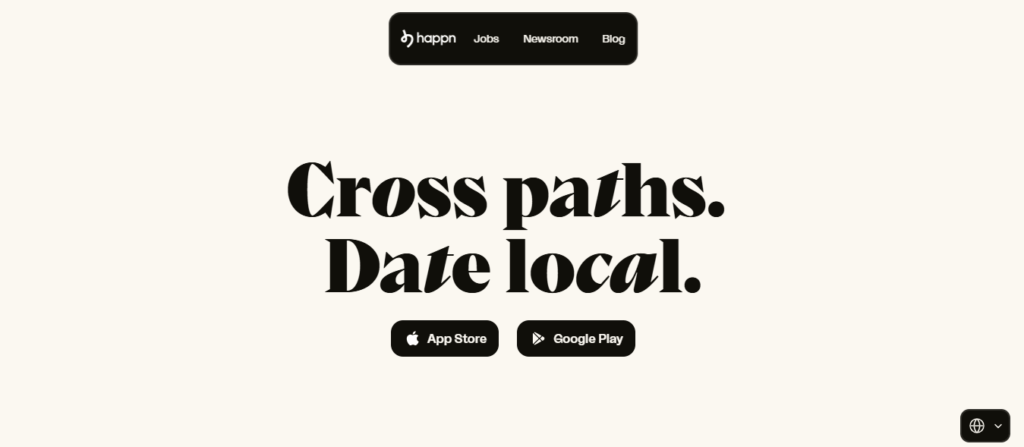 happn home screen for blog